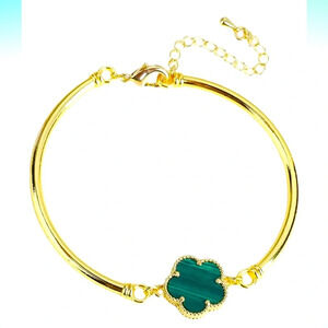 Shamrock 5 Leaf Stainless Steel Gold Tone Bracelet NWOT